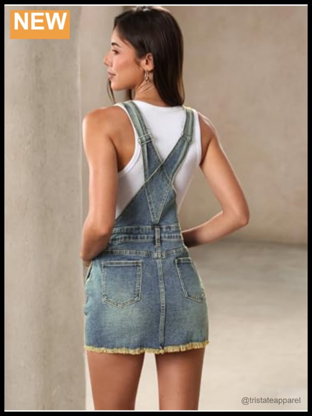 Denim Overall Dress Mini Skirt Suspender Western Cowgirl Outfit - Picture 2 of 6